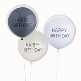 Elegant Blue Happy Birthday Balloon Set - 3 Pack